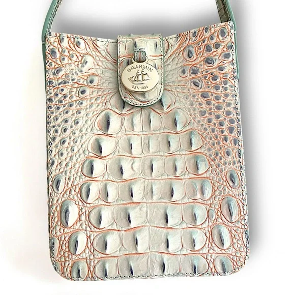 Vintage Color Authentic Brahmin Marley Melbourne Genuine Leather Crossbody Bag - Picture 7 of 10